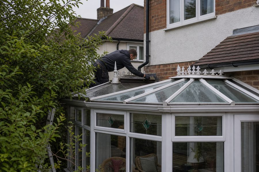 Conservatory roof leak inspection on a Chingford rear extension