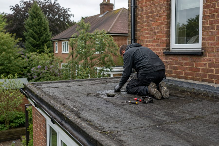 Flat roof repair on a rear extension in Chingford